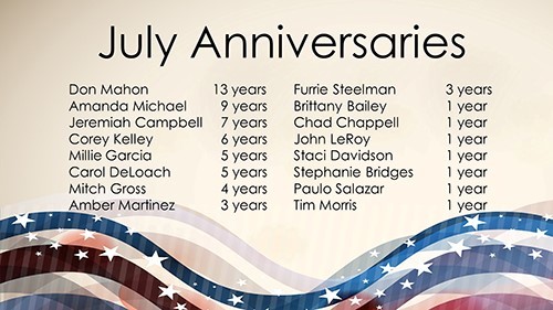 July 2018 Celebrations